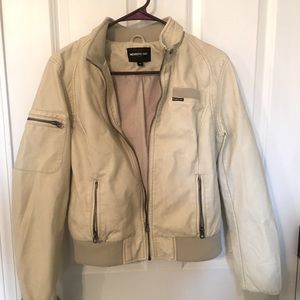 Cream Faux Leather Members Only Jacket